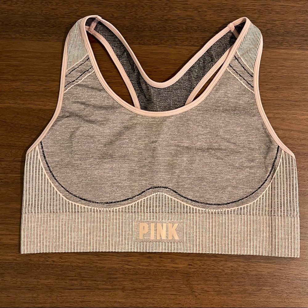 PINK Seamless lightly lined scoop neck sports crop